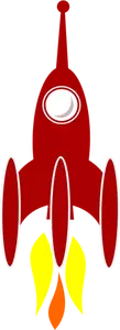 Vector graphics of comic rocket at launch,