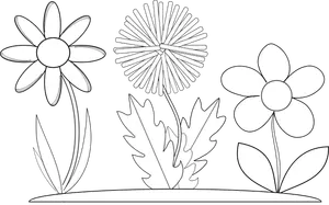 Vektorgrafiken von drei Buch Blumen Färbung