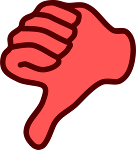 Image clipart vectoriel des pouces rouges vers le bas de la main
