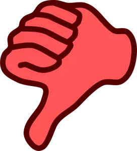 Image clipart vectoriel des pouces rouges vers le bas de la main