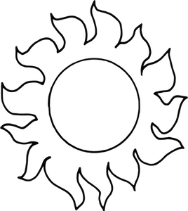 Vektorgrafik med brinnande solen konturteckning
