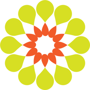 Vector afbeelding van groen en oranje abstract bloem