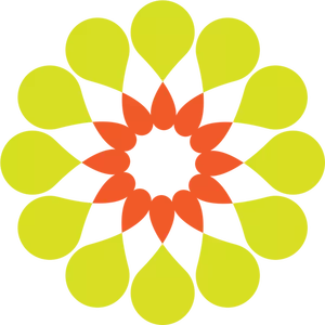 Vektorgrafikken grønn og oransje abstrakte blomst