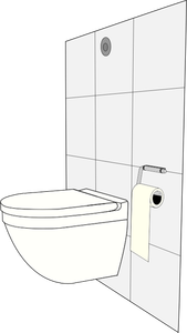 Vector afbeelding van moderne toilet met cisterne achter muur