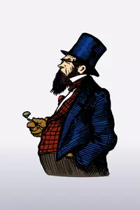Vector image of big belly man with beard