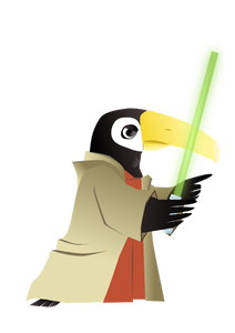 Wektor rysunek pingwina z mieczem świetlnym