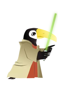 Vector drawing of penguin with lightsaber
