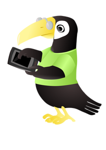 Toucan with tablet vector clip art