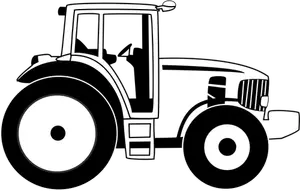 Vektorové kreslení farma traktoru v černé a bílé