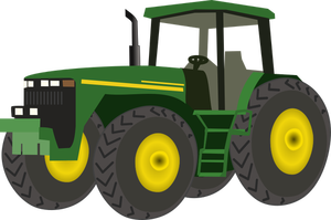 Vector de dibujo de tractor de granja en color verde