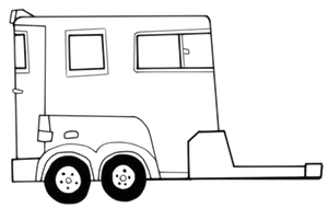 Mobil pengangkut trailer desain garis vektor grafis