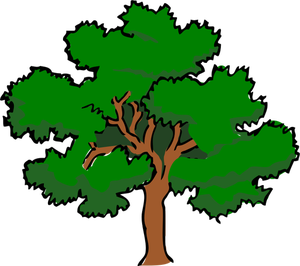 Vektör oaktree geniş treetop ile küçük resmini,