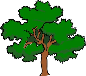 Vektor ClipArt-bilder av oaktree med brett trädtopp,