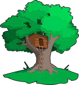 Rumah pohon vektor ilustrasi
