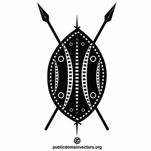Tribal shield monochrome clip art