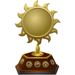 Dibujo del trofeo sol de oro en forma vectorial