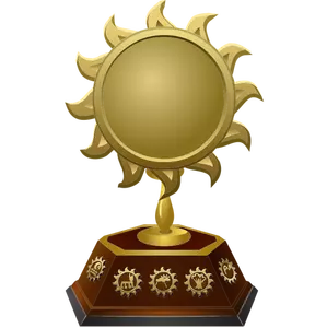 Vector drawing of gold sun shaped trophy