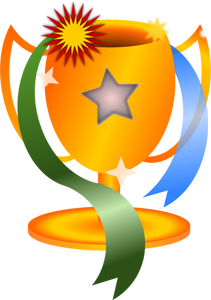 Trophy with ribbons vector image