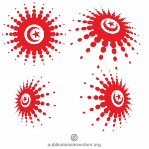 Tunisian flag halftone shapes