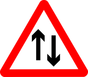 Two way ahead road sign