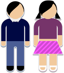 Boy and a girl sticker pictograms vector graphics