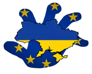 EU grabbing Ukraine vector illustration