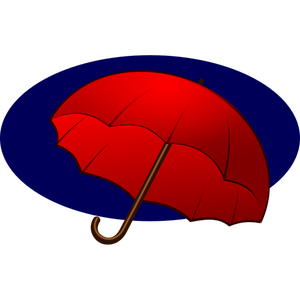 Parapluie rouge sur un graphique de vecteur de fond bleu