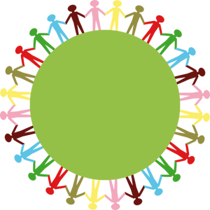 Clip art di persone che tengono le mani intorno a cerchio verde