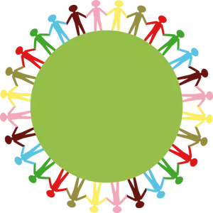Clip-art de pessoas de mãos dadas ao redor do círculo verde