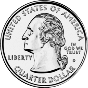 Yhdysvaltain neljänneksen dollari kolikon vektori piirustus