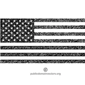 Flag of USA in black and white