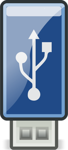 Vector de la imagen del pequeño brillante azul USB stick