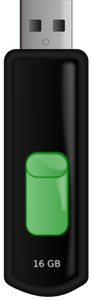 矢量图形的可伸缩的黑色和绿色 USB 闪存