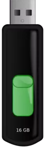 Vektorgrafiken einziehbare schwarzen und grünen USB Flashspeicher