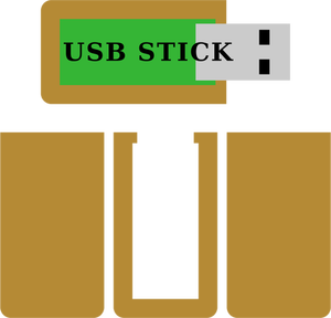 Vector afbeelding van houten USB-stick
