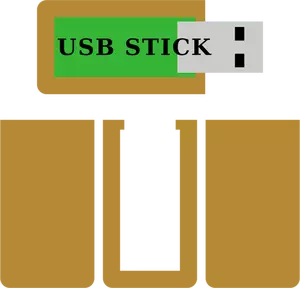 Vektorbild av trä USB-minne