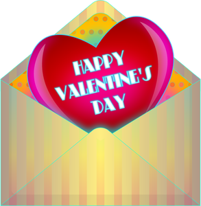 Valentijnsdag kaart in de envelop vector tekening