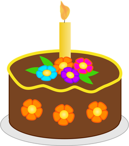 Wektor ilustracja kwiaty czekoladowy tort urodzinowy