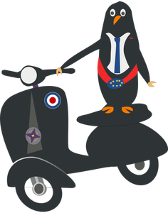 Pinguïn op een scooter vector afbeelding