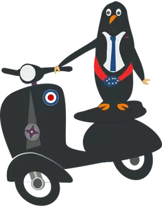 Pingviini skootterin vektorikuvassa
