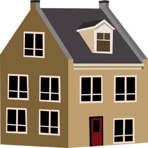 Vektor illustration av brunt hus med stora fönster