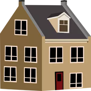Vectorillustratie van bruin huis met grote ramen