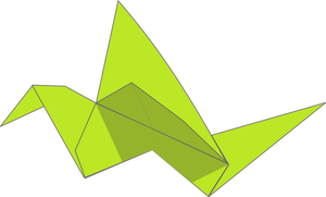 Origami flygande fågel färg ritning