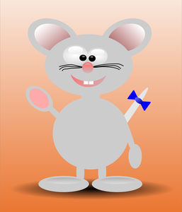 Vectorillustratie van happy cartoon muis staande met oranje achtergrond