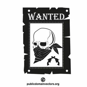 Wanted poster with a skull