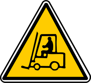Ilustração em vetor de sinal de aviso de empilhadeira triangular