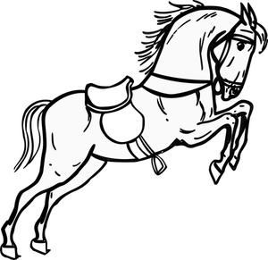 Cavallo salto con un'illustrazione vettoriale di sella