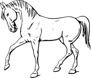 Kuda berjalan garis seni vektor Menggambar