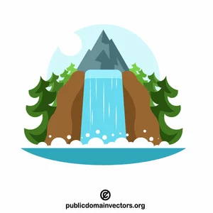 Wasserfall in bergiger Landschaft