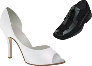 Male and female wedding shoes vector image